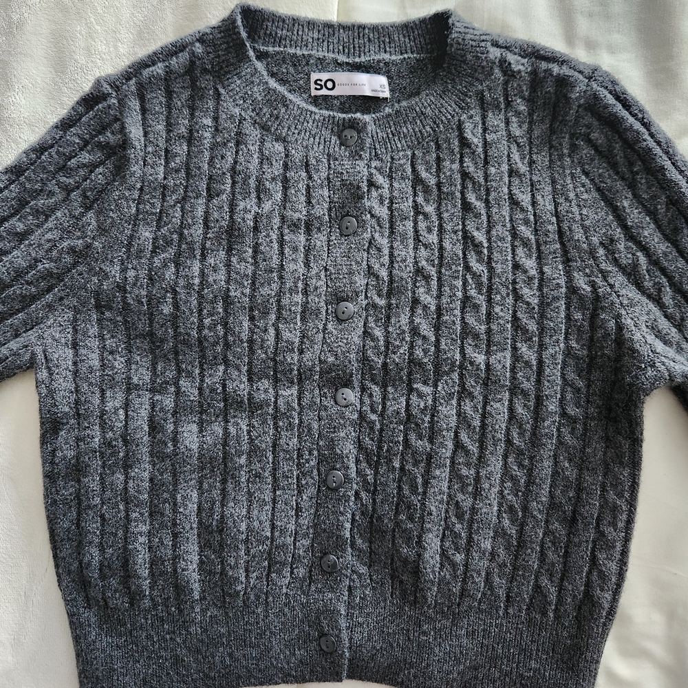 SO Women's Charcoal Cable Knit Cardigan